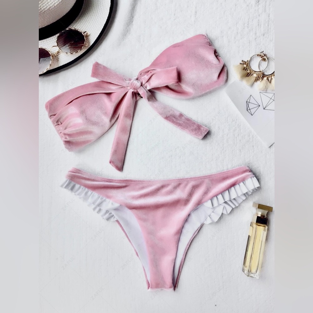 Pink Velvet Bikini Set - Picture 4 of 5
